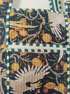 Bolso Tote Mediano Acolchado Azul Oscuro Shree Balajee Garments Bird con Cierre de Cremallera y Asas Dobles para Compras Diarias Reutilizables - Product Image 3