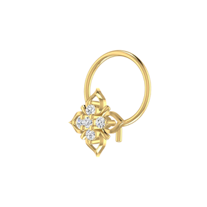 AJRETAIL 0.03 Carat Brillant Couleur HI Or 14K Fleur Ethnique Diamant Clou de Nez Pureté VS-SI Bijou de Piercing Fin - Product Image 4