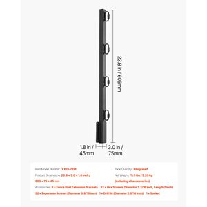 Estensore per Pali di Recinzione in Acciaio Robusto, Confezione da 8, con Braccio per Filo Spinato da 23,8 Pollici, Montaggio su Superficie Piana, per Recinzioni e Box per Animali Domestici - Product Image 4