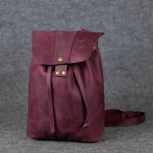 Vintage Genuine Leather Backpack <b>Waterproof</b> Anti Theft Softback <b>Bag</b> <b>Drawstring</b> Flap School Travel Daypack Unisex - Product Image 1