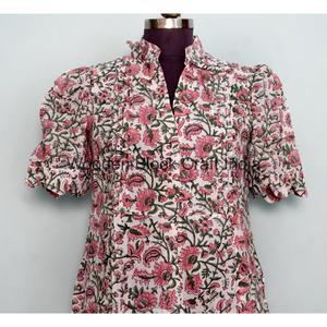 Vestido Midi de Mujer, 100% Algodón, Cuello en V, Manga Corta, Corte en A, Elegante, para Playa, Fiesta, Diseño Moderno - Product Image 2