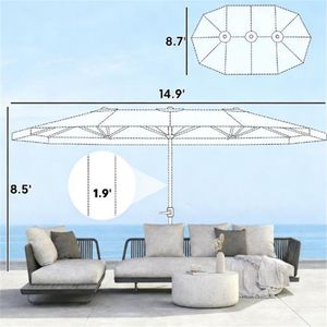 Ombrellone da Esterno Bianco Crema per Terrazzo e Cortile, Senza Base - Product Image 6