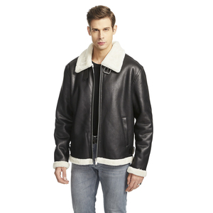 Men's Genuine Leather <b>Biker</b> <b>Jacket</b> With Faux Fur Lining Zipper Closure Winter Warm Coat Regular Fit Moto Style - Product Image 1