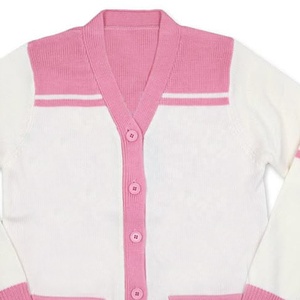 Cárdigan de Punto Personalizado con Logotipo Bordado, Cuello en V, Manga Larga, Color Rosa y Blanco, Ecológico, Informal, para Mujer - Product Image 2