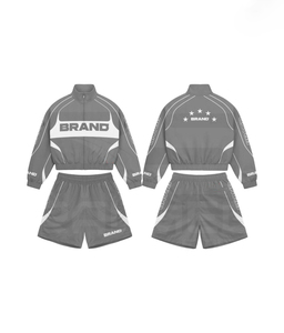 Windbreaker Hooded Solid Tracksuit Dropshoulder Fit Polyester/Nylon <b>Jacket</b> and <b>Short</b> Set Waterproof Unisex - Product Image 1