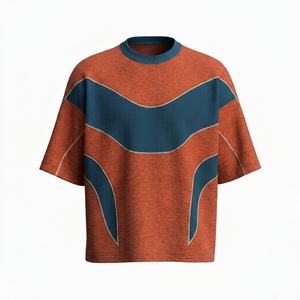 T-shirt Homme Streetwear Minimaliste à Panneaux, Coupe Droite, Coton Tricoté Épais, Coupe Personnalisée, Écologique et Respirant - Product Image 6