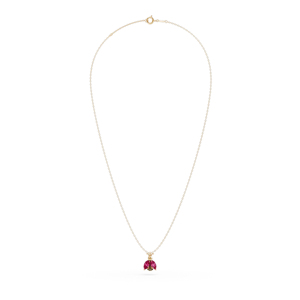 Cute Insect Pendant <b>Necklace</b> With Pink Zircon Stones 18K Gold Plated Link Chain For Women Everyday Wear - Product Image 2