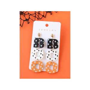 Divertenti e Carini Orecchini BOO con Stampa Fantasma di Halloween, in Acrilico e Argilla Polimerica, per Feste e Regali Festivi, Accessorio Divertente - Product Image 2