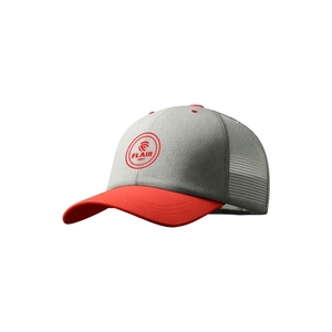 Gorra de béisbol estilo camionero premium blanca y roja – Gorra ajustable con cierre a presión y logotipo circular bordado - Product Image 4