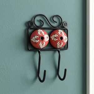 Ganchos de Pared Metálicos Retro con Azulejos de Cerámica, 2 Ganchos, Ecológicos, Impermeables, Autoadhesivos, Multifuncionales para Almacenamiento de Ropa - Product Image 3