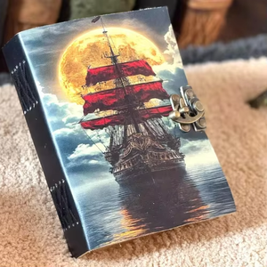 Sailing Ship Embossed Leather Animal Journal Handmade <b>Book</b> <b>Shadows</b> Vintage Deckle Paper Notebook Gift Men Women 200 Page Travel - Product Image 5