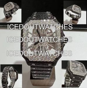 Montre personnalisable en acier inoxydable avec moissanite glacée, mouvement mécanique, résistante à l'eau 10 bars, moissanite VVS qui passe le test du diamant - Product Image 2