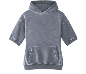 Sweat à capuche décontracté pour femme grande taille 100 % coton lavé à manches courtes, respirant, de haute qualité, pour l'hiver, avec logo personnalisé - Product Image 2