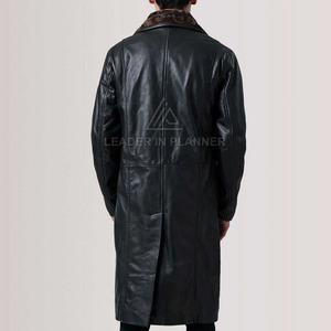 Manteau en cuir pour homme sur mesure, en peau de mouton douce, manteau d'hiver, vente directe d'usine, manteau long en cuir - Product Image 4