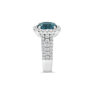 Anillo de Compromiso de Oro de 18K con Zirconia Azul de 6.78ct y Diamante Natural de 1.39ct, Incrustaciones con Patrón Numérico, Joyería Romántica para Mujer - Product Image 4