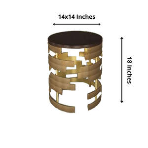 Luxury <b>Gold</b> Metal Round <b>Side</b> <b>Table</b> with Wooden Top Modern Decorative Accent <b>Table</b> for Living Room Bedroom Hotel Furniture - Product Image 1