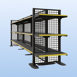 Heavy Duty Convenience Store <b>Shelves</b> | Double-Sided Metal Grid Back Retail Display <b>Rack</b> - Product Image 1
