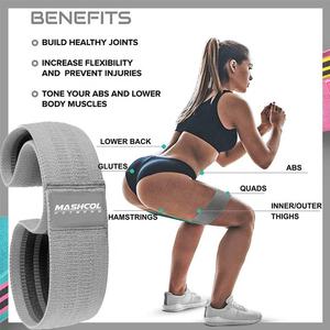 Bandes de résistance en tissu gris personnalisé de haute qualité pour l'exercice des jambes, vente en gros, bande de résistance en tissu en vrac, bandes de boucle de hanche unisexes - Product Image 4