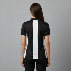Polo de Mujer en Blanco y Negro con Bloques de Color, Manga Corta, Transpirable, Casual, con Logotipo de Llama en el Frente, Impresión por Transferencia de Calor - Product Image 6