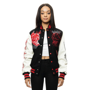 Chaqueta Varsity Personalizada Extra Grande con Diseño de Demonio Bordado para Hombre, Chaqueta Bomber Letterman de Lana y Cuero PU de Alta Calidad, Estilo Urbano - Product Image 5
