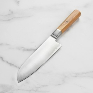 Couteau Santoku professionnel en acier inoxydable, couteau de cuisine avec manche en bois, 8 pouces, ambidextre, passe au lave-vaisselle, moderne, logo OEM personnalisé - Product Image 1