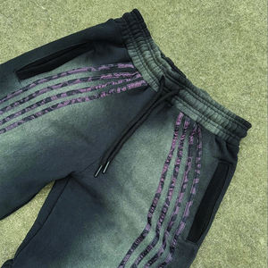 Pantalones de peso pesado personalizados de alta calidad, pantalones de chándal holgados a rayas desteñidos al sol para hombre, pantalones de chándal holgados con lavado ácido de pierna ancha - Product Image 2