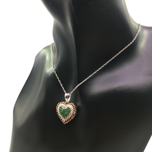 Collier pendentif en diamants naturels verts, blancs et bruns de 1,12 carats pour femmes en argent sterling 925, chaîne de 18 pouces, taille ronde - Product Image 4
