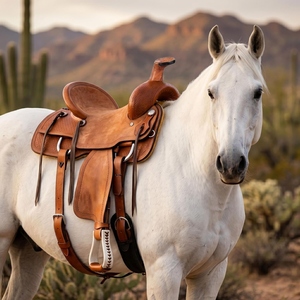 Selle de cheval western personnalisée en cuir véritable, équipement d'équitation avec détails décoratifs et sangles réglables - Product Image 6