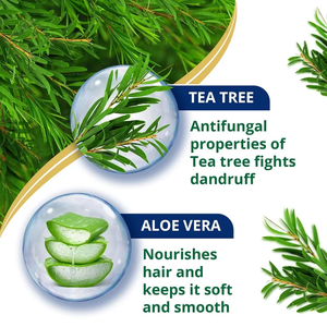 Shampooing naturel à l'arbre à thé enrichi en protéines d'aloe vera, conçu pour éliminer les pellicules, apaiser le cuir chevelu et revitaliser les cheveux, sans parabènes, 340 ml - Product Image 6