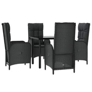 Ensemble de salle à manger de jardin en rotin PE noir avec accoudoirs réglables, taille moyenne - Product Image 3