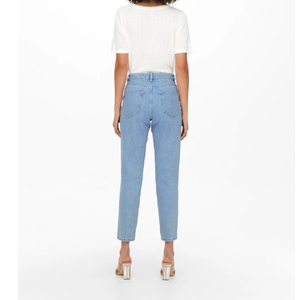 Jeans de Mezclilla de Cintura Alta para Mujer con Decoración de Cuentas, Corte Ajustado, Color Sólido, Jeans de Moda - Product Image 2