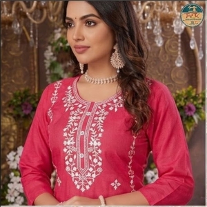 Conjunto de Salwar Bordado Rosa para Mujer, Kurti de Diseñador, Pantalón y Dupatta, Ropa Étnica para Fiestas, Vestido Tradicional - Product Image 4