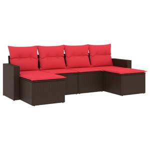 Juego de sofás de ratán sintético marrón para patio, 6 piezas, con cojines, sofás de jardín - Product Image 2