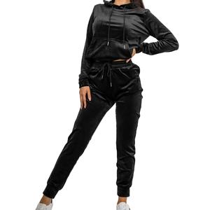 Velvet <b>Tracksuits</b> for Women Casual Two Piece Sets Long Sleeve Crop Top Long Pants 2 Pieces Sets Womens Outfits <b>Velour</b> <b>Tracksuit</b> - Product Image 1