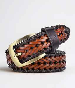 Cinturón Trenzado de Cuero Genuino de Lujo con Hebilla de Diamantes de Imitación, Ligero, de Alta Calidad, Diseño de Dos Tonos, para Hombres y Mujeres - Product Image 2