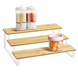 Wood <b>Spice</b> Storage <b>Jar</b> <b>Rack</b> 3 Tier Standing Organizer Wooden Seasoning Holder <b>for</b> Kitchen Counter - Product Image 5
