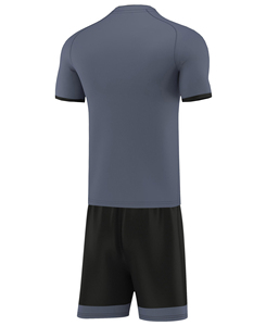Ensemble de maillot de football léger pour homme, manches courtes, col en V, évacuation de l'humidité, 100 % polyester, noir et gris, maille respirante, coupe athlétique, toutes saisons - Product Image 3
