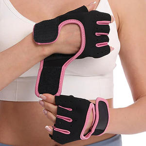 ถุงมือยกน้ำหนักหนังสีชมพูสดคุณภาพสูง บุนีโอพรีนนุ่มป้องกันฝ่ามือ กันลื่น แบบครึ่งนิ้ว - Product Image 3