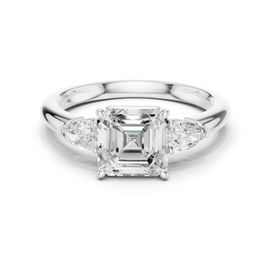 Anillo Premium con Diamantes Cultivados en Laboratorio de Corte Asscher y Pera Brillantes, Oro Blanco de 14K, Joyería Certificada GRA a un Precio Razonable - Product Image 1