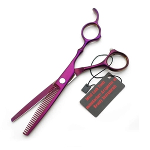 Ciseaux de coiffure professionnels en gros pour barbier, ciseaux effilants plats, outils de formation pour salon de coiffure, ciseaux en acier inoxydable avec logo personnalisé pour la coupe de cheveux - Product Image 3