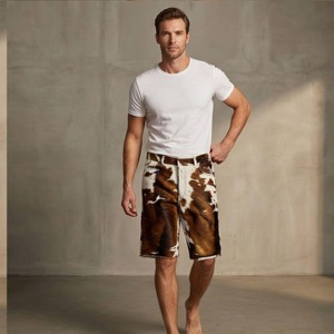 Shorts en cuir de vachette véritable pour hommes – Qualité supérieure, style streetwear décontracté, coupe ajustée, design professionnel - Product Image 3
