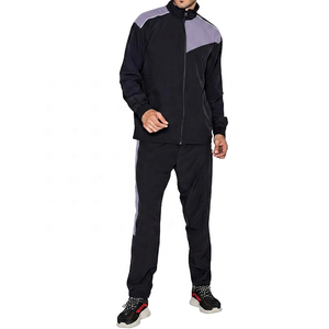 Survêtement sportif pour homme, noir et bleu, avec fermeture éclair intégrale, poches latérales, idéal pour l'automne - Product Image 4
