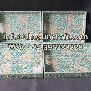 <b>Coffee</b> <b>Table</b> Gem Mother of Pearl Inlay Tray Handcrafted Decorative Platter for Modern Apartment Storage - Product Image 3