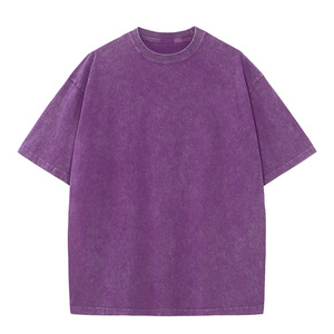 T-shirt en coton rétro délavé à l'acide, coupe ample, col rond, style streetwear, tee-shirt d'été pour homme - Product Image 5