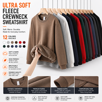 Sweat-shirt en molleton Silver Fox 420G pour homme, col rond, manches longues, couleur unie, doublure en molleton, pull-over décontracté pour l'automne et l'hiver