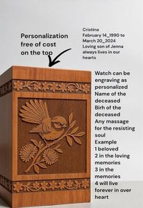 Handcrafted Wooden Cremation Urn | Scorpion Carving, Floral Border <b>Memorial</b> <b>Keepsake</b> by AYAANS - Product Image 3