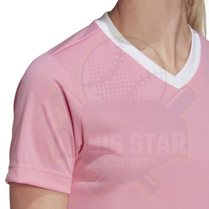 Women V-Neck Short Sleeve T-<b>Shirt</b> Pink 100% Polyester Quick Dry Casual Spring Summer Regular Fit - Product Image 3