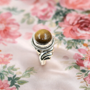 Natural <b>Tiger</b> <b>Eye</b> Gemstone <b>Ring</b> 925 Sterling Silver Handmade Vintage Statement <b>Ring</b> Oval Cabochon Men Women Jewelry for Unisex - Product Image 1
