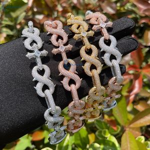 Bracelet en argent sterling 925 serti de diamants de laboratoire, motif infini et croix, style hip-hop pour homme, style rappeur. - Product Image 1