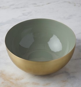 Bol de service fantaisie en émail plaqué or en aluminium Bol à fruits en émail de marque de luxe Élégant bol à salade moderne de haute qualité - Product Image 3